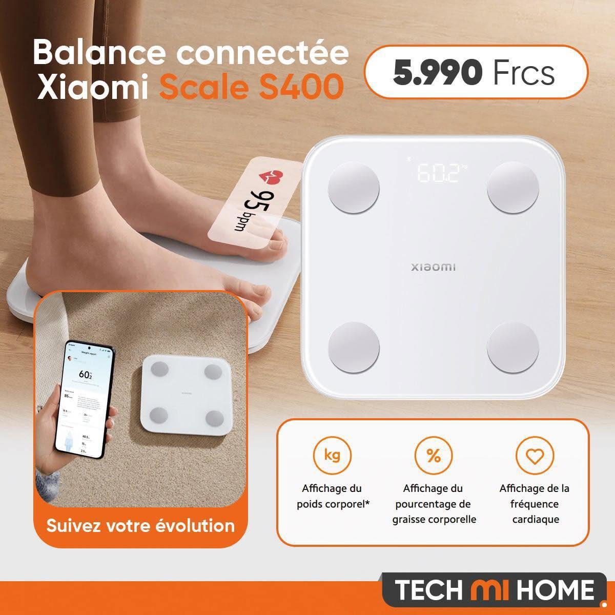 Xiaomi Scale S400 : prix et points forts — visuel Tech Mi Home NC