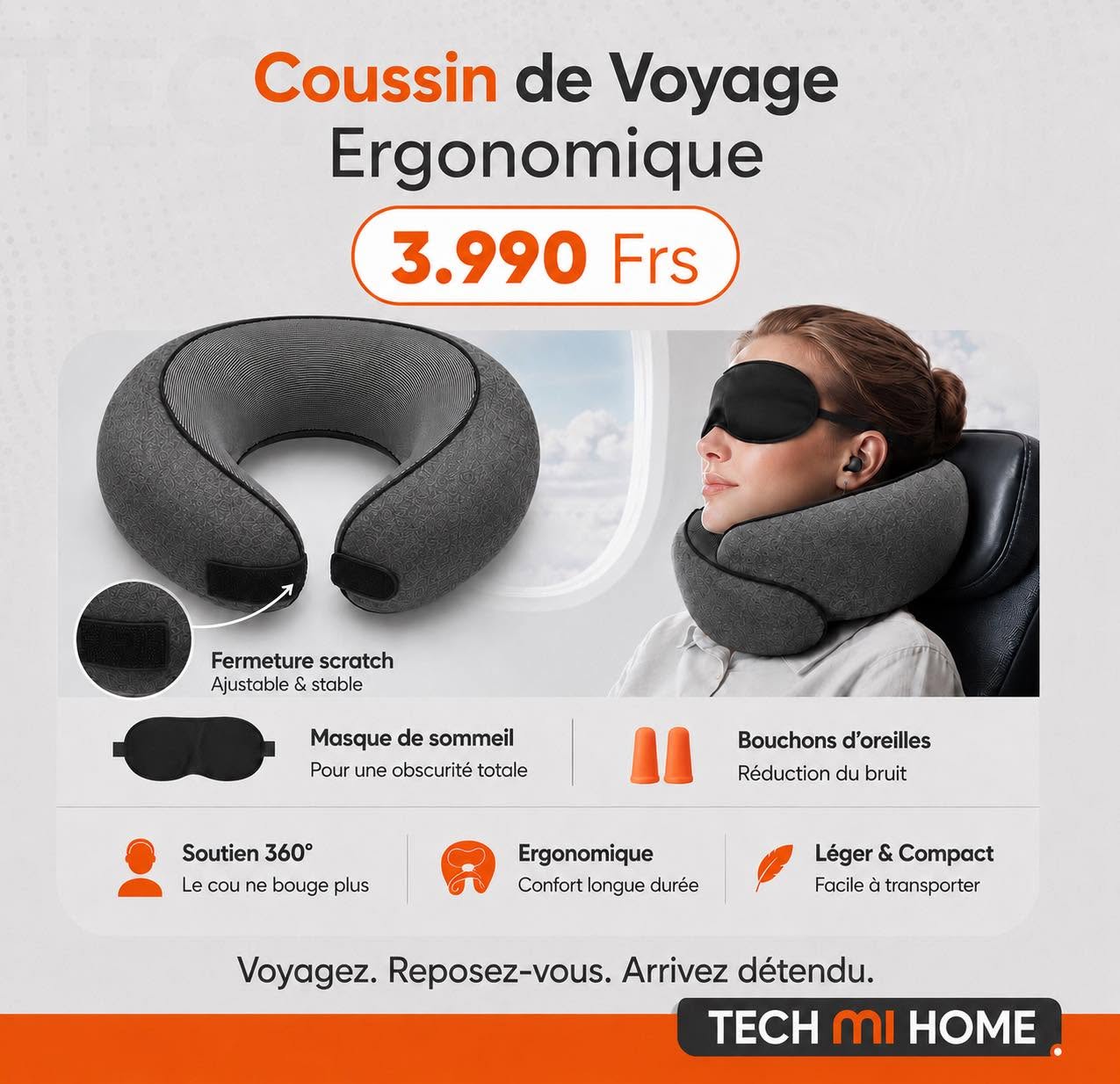 Coussin de voyage : prix et points forts — visuel Tech Mi Home NC