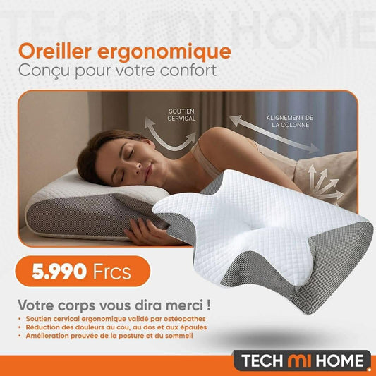 Oreiller ergonomique : prix et points forts — visuel Tech Mi Home NC